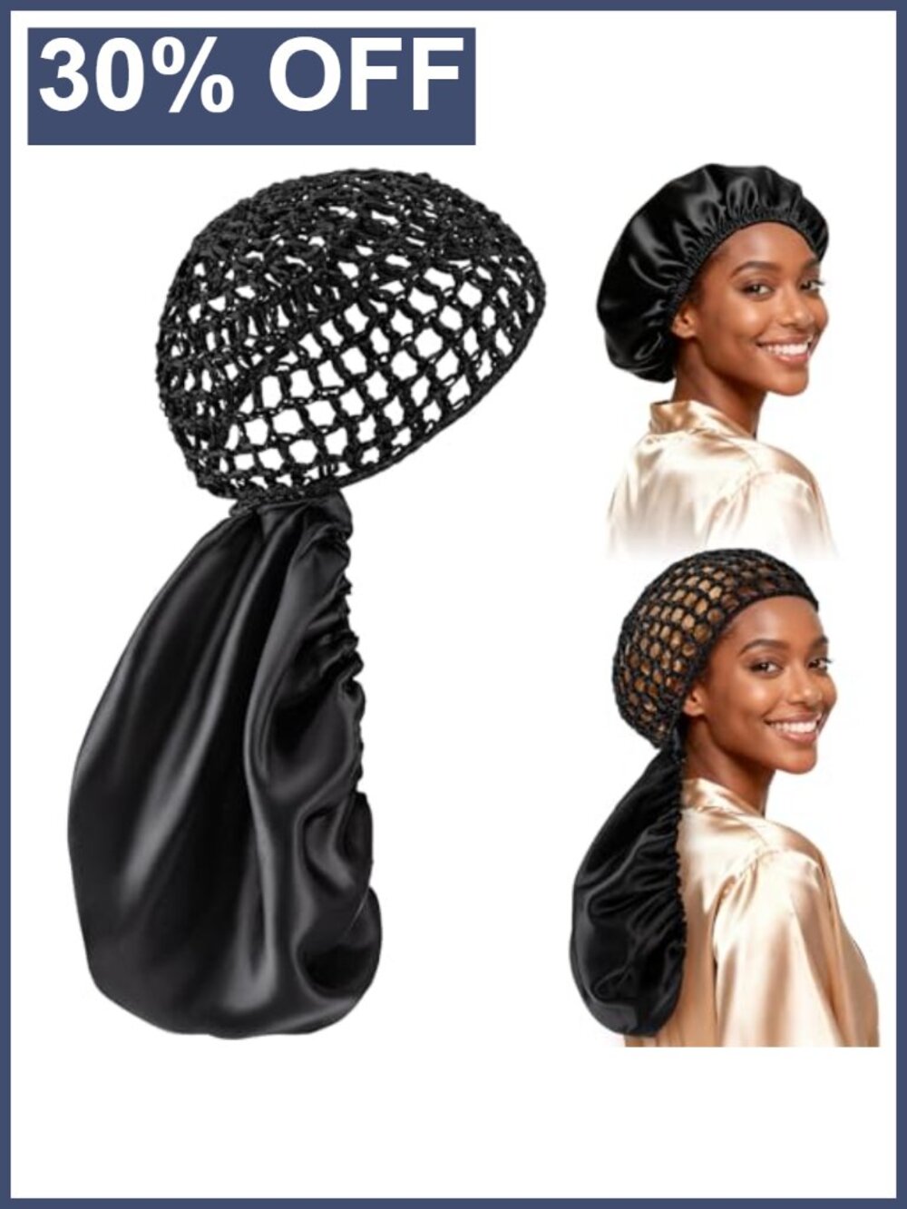 2 in 1 Reversible Wrap Cap Bonnet for Curly Hair Sleep and Hair Care
